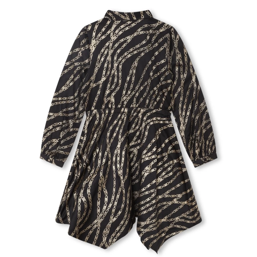 MICHAEL KORS Girls Black Asymmetrical Printed Dress