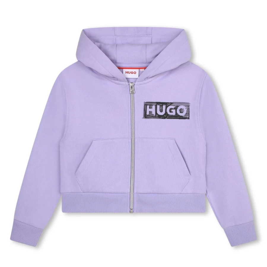 HUGO Girls' Lilac Fleece Jogging Cardigan - Soft Cozy Pullover Hoodie