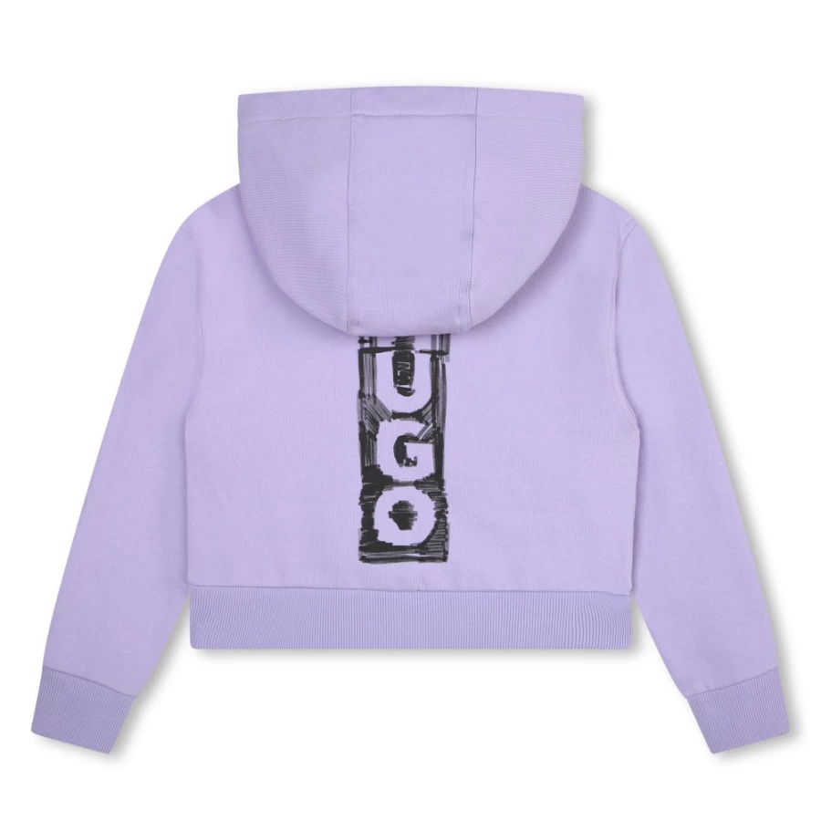 HUGO Girls' Lilac Fleece Jogging Cardigan - Soft Cozy Pullover Hoodie