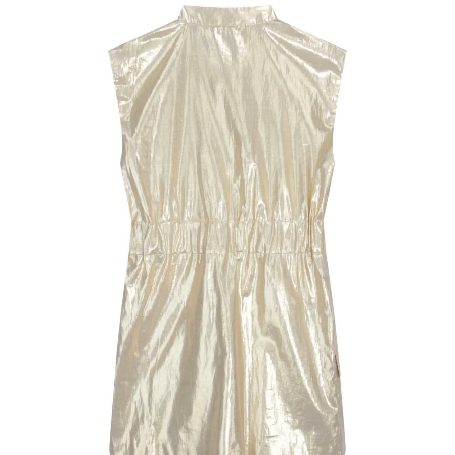KARL LAGERFELD KIDS Girls Gold Yellow Shiny Zip-Up Party Dress