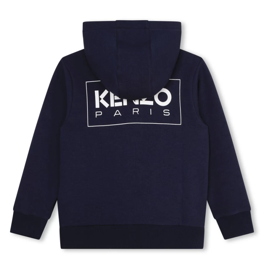 KENZO KIDS Girls Navy Fleece Jogging Cardigan - Cozy Winter Pullover for Kids