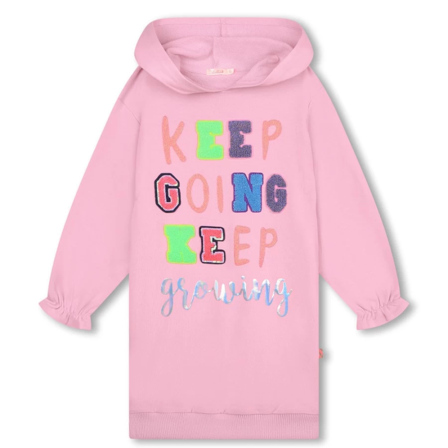 BILLIEBLUSH Pink Hooded Sweatshirt Dress for Girls - Cozy Pullover Oversized Hoodie Dress