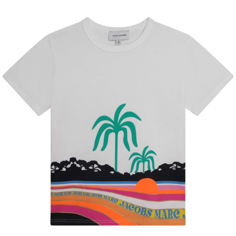 MARC JACOBS Girls White Cotton Short-Sleeved T-Shirt