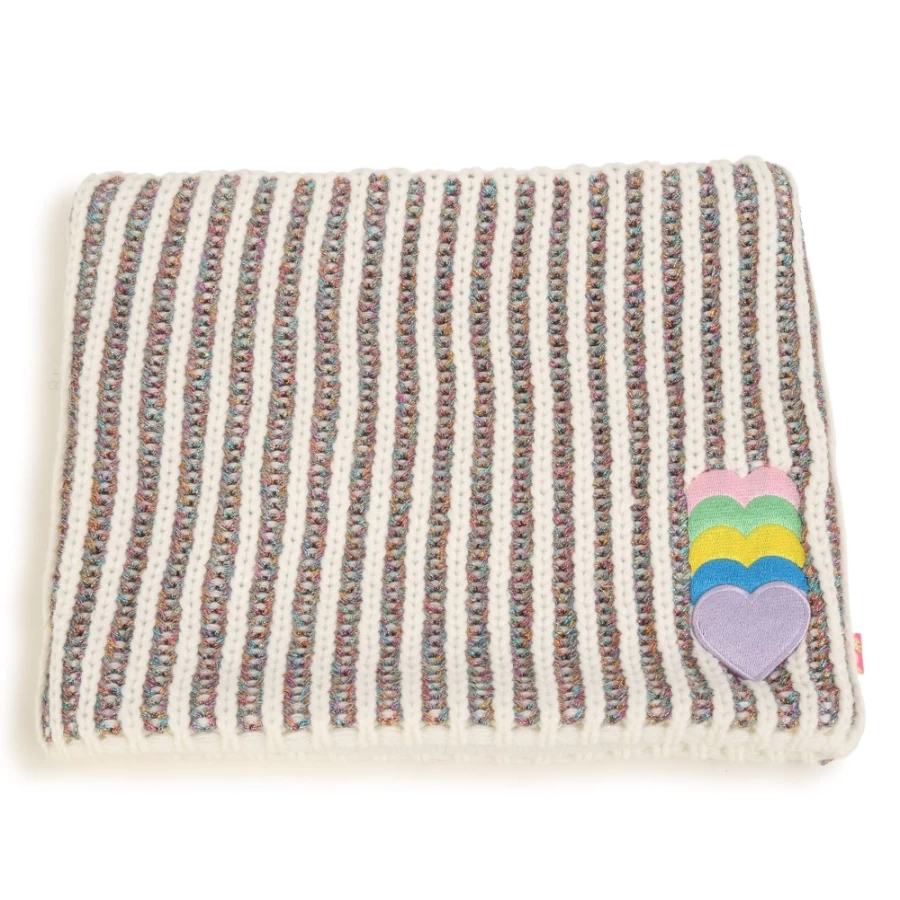 BILLIEBLUSH Ivory Embroidered Hearts Snood for Girls - Elegant & Stylish Winter Accessory