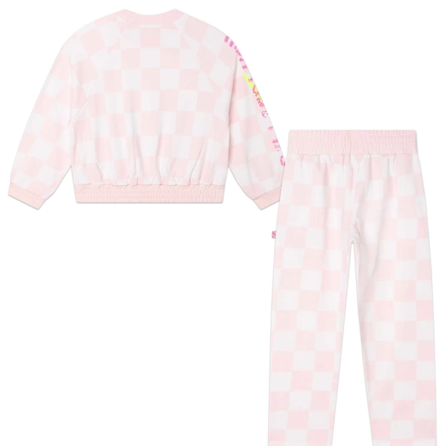 BILLIEBLUSH Girls Pink Pale Fleece Jogging Set - Soft Comfortable Athletic Outfit