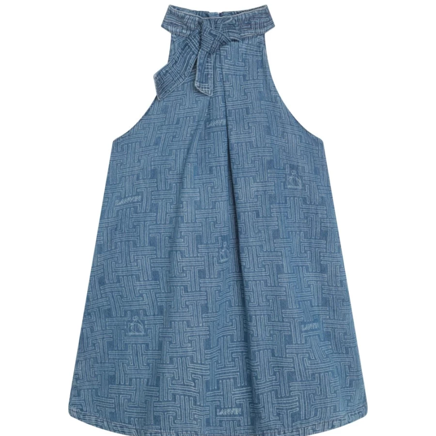 LANVIN Denim Blue Sleeveless Dress for Girls