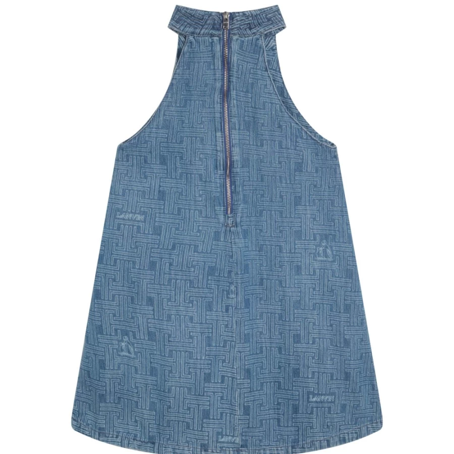 LANVIN Denim Blue Sleeveless Dress for Girls