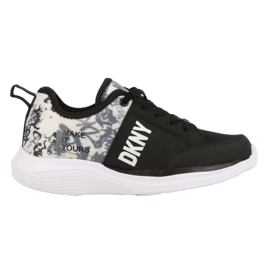 DKNY Black Lace-Up Trainers for Girls - Stylish Comfort Shoes
