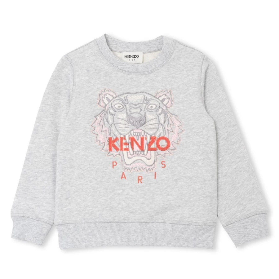KENZO KIDS Girls Light Grey Marl Embroidered Sweatshirt