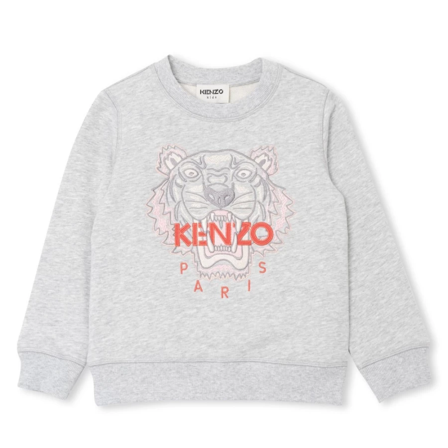 KENZO KIDS Girls Light Grey Marl Embroidered Sweatshirt