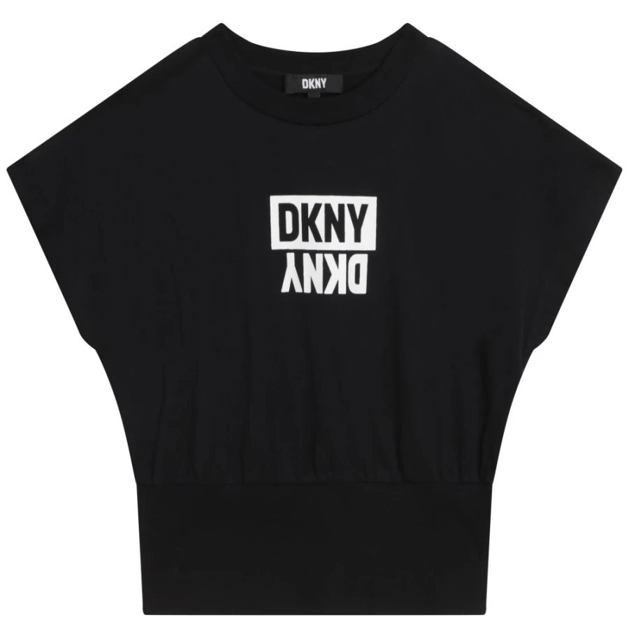 DKNY Girls' Black Short-Sleeved T-Shirt for Casual Wear