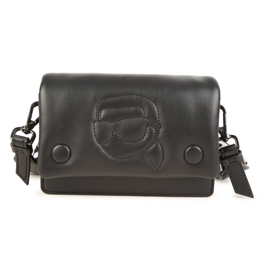 KARL LAGERFELD KIDS Black Shoulder Bag for Girls with Unique Motif Design