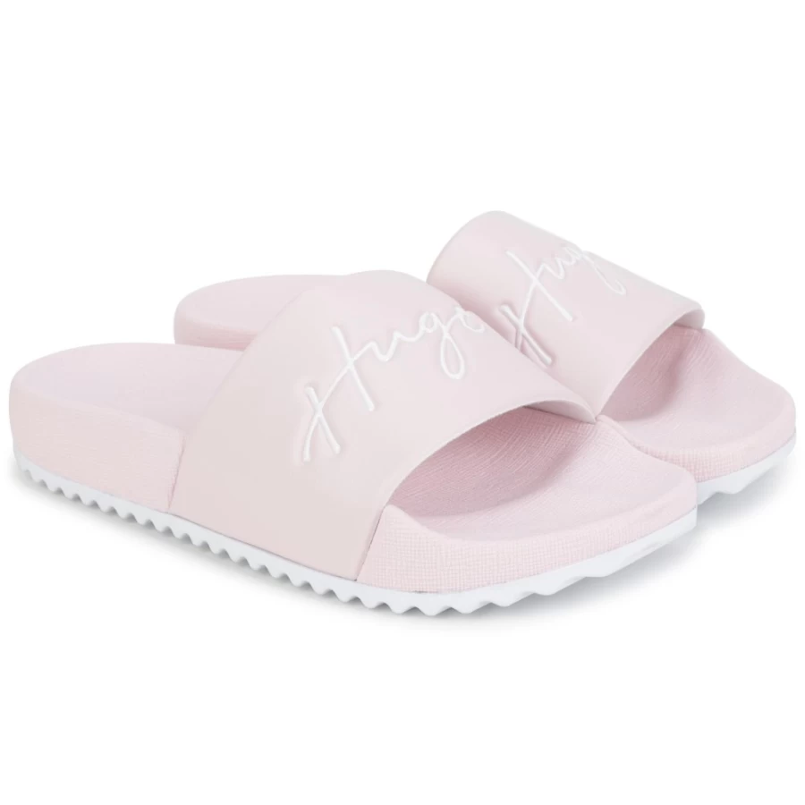 HUGO Girls Pale Pink Slide Sandals | Branded Comfortable Slides for Kids