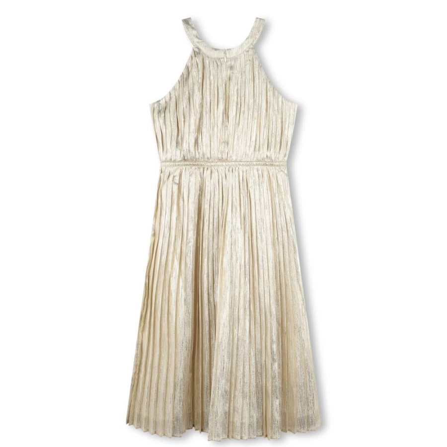 MICHAEL KORS Girl's Light Gold Pleated Sleeveless Dress for Kids