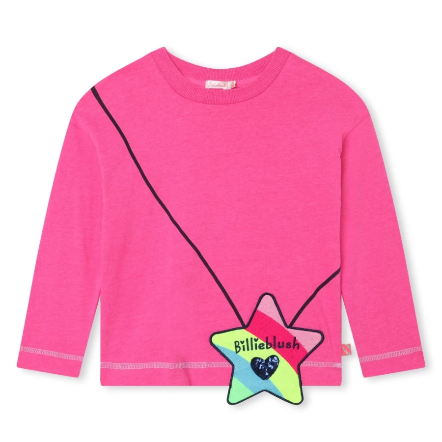 BILLIEBLUSH Girl's Trompe-L'Oeil Bag Print T-Shirt in Malabar Fluorescent