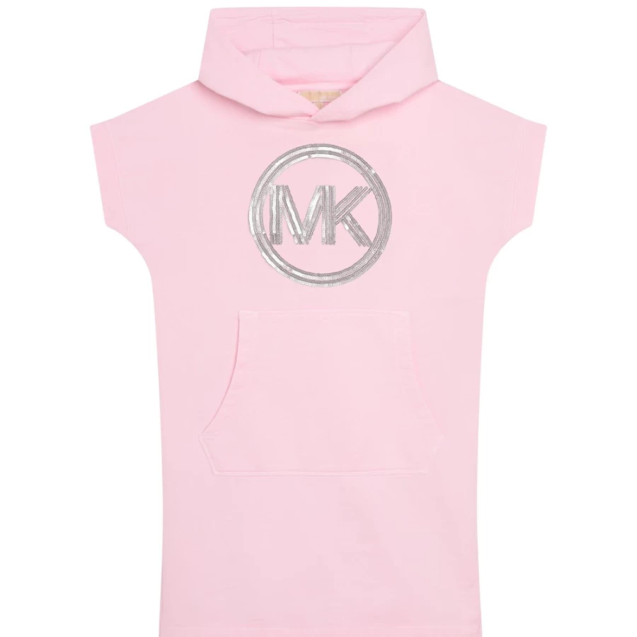 MICHAEL KORS Girls Pink Washed Pink Hooded Sweatshirt Dress