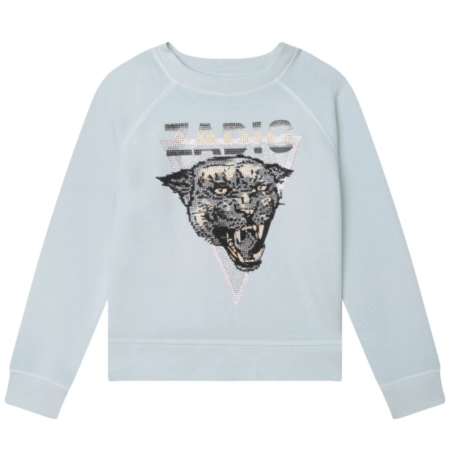 ZADIG & VOLTAIRE Girls' Pale Blue Cotton Sweatshirt