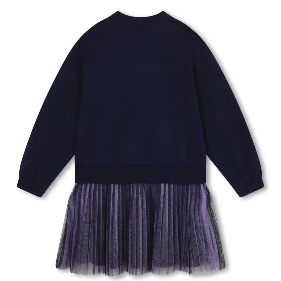 BILLIEBLUSH Navy Bi-Material Sequined Dress for Girls - Sparkly Two-Tone Party Gown