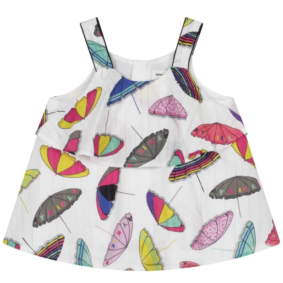 SONIA RYKIEL Girls Offwhite Frilled Cotton Blouse - Elegant Ruffled Top
