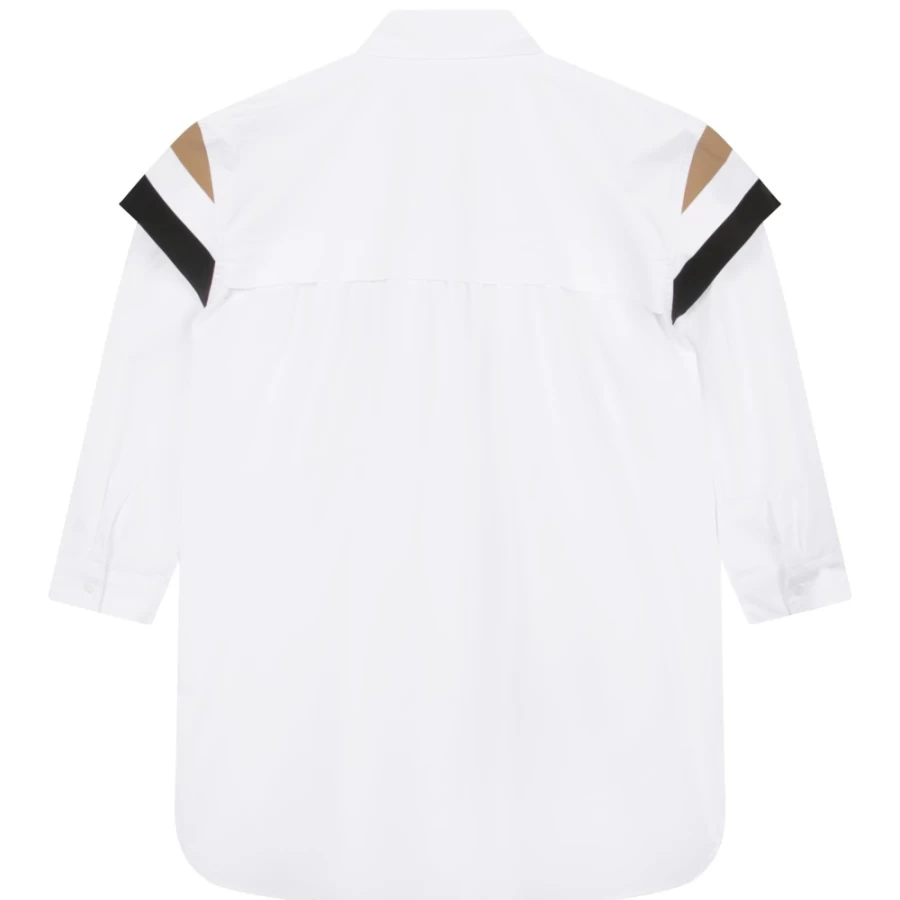 BOSS Girls' White Cotton Shirt Dress - Classic Casual Wear for Kids