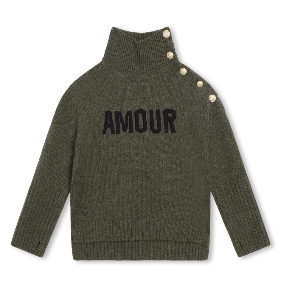 ZADIG & VOLTAIRE Black Turtleneck Button Jumper for Girls