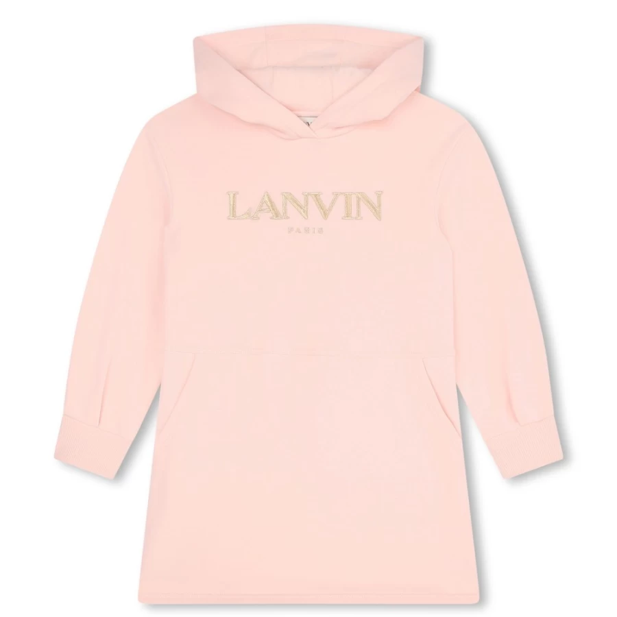 LANVIN Girls' Washed Pink Fleece Sweatshirt Dress - Cozy Knit Pullover Tunic