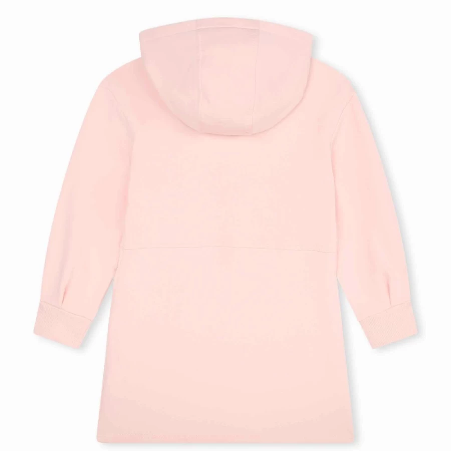 LANVIN Girls' Washed Pink Fleece Sweatshirt Dress - Cozy Knit Pullover Tunic