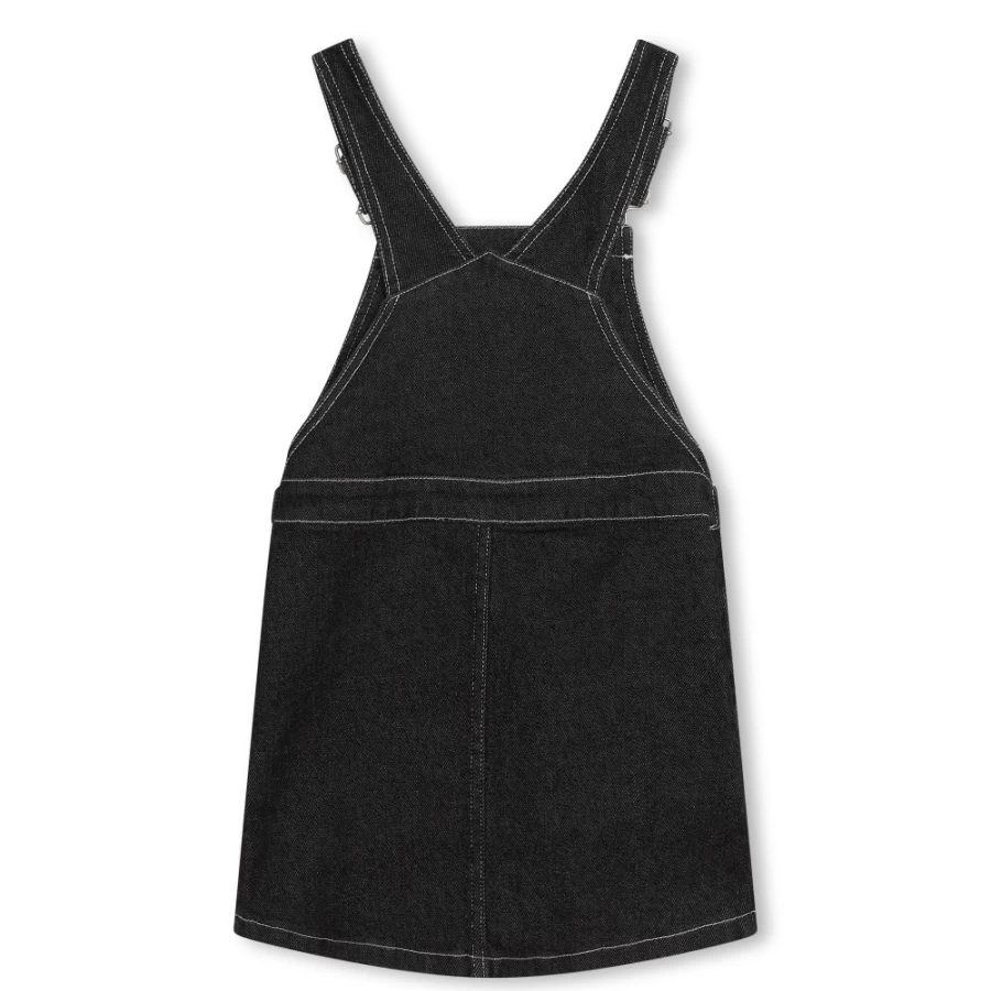 KENZO KIDS Girl's Denim Black Embroidered Overalls Dress for Kids