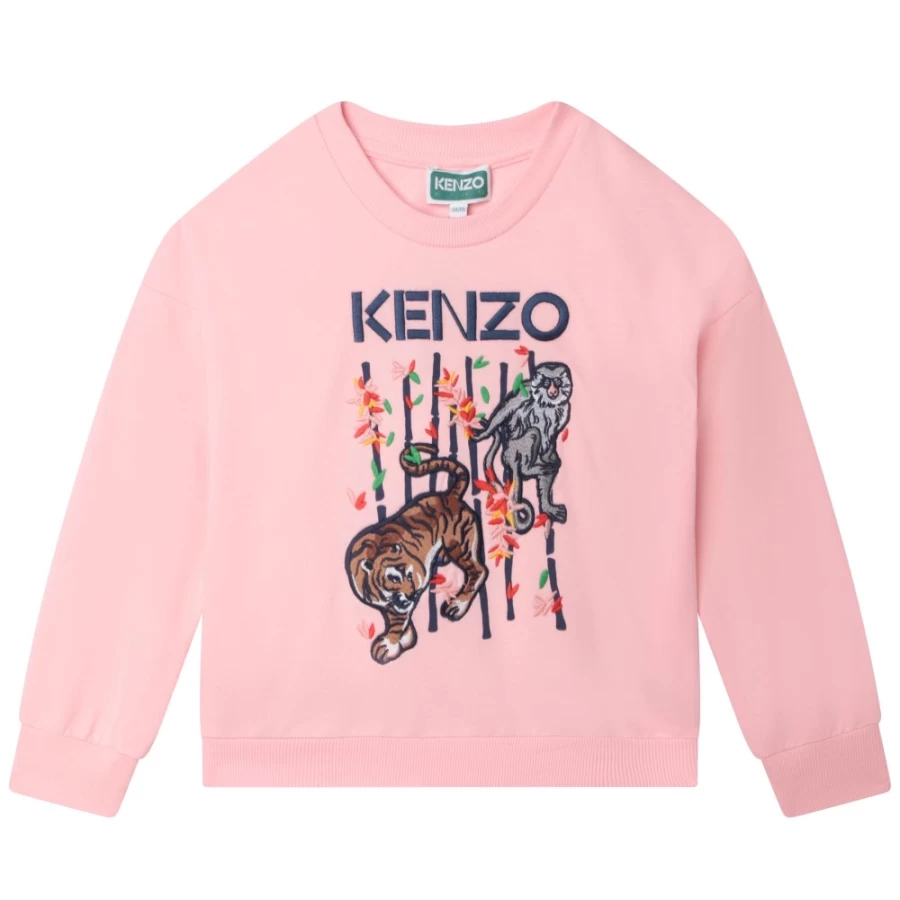 KENZO KIDS Pink Sweatshirt for Girls - Soft & Stylish Cotton Hoodie