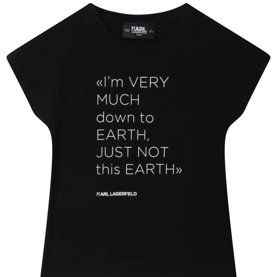 KARL LAGERFELD KIDS Girls Black Short-Sleeved Cotton T-Shirt for Girls