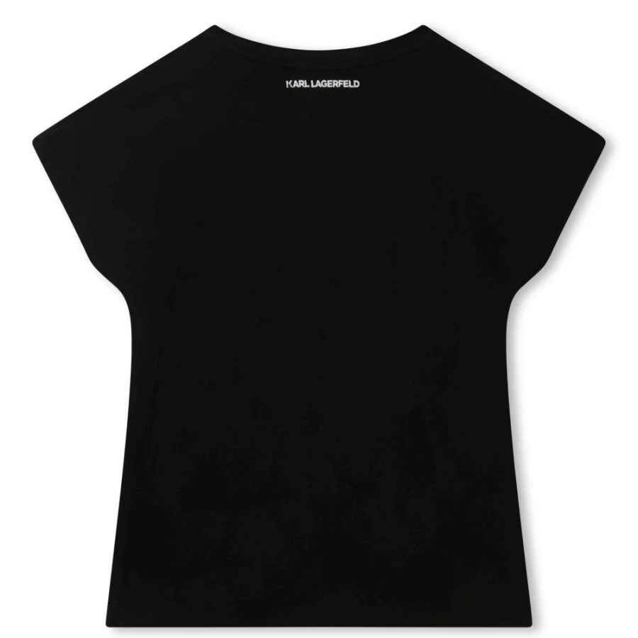 KARL LAGERFELD KIDS Girls Black Short-Sleeved Cotton T-Shirt for Girls