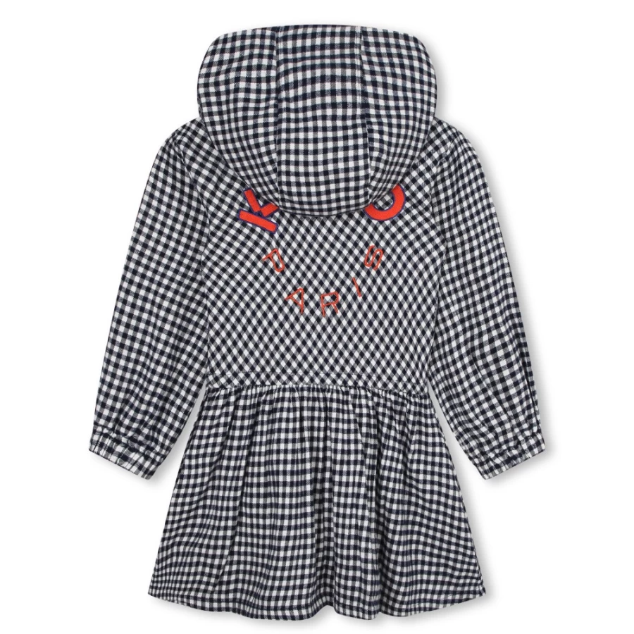 KENZO KIDS Girls Navy Hooded Flannel Dress - Stylish & Comfortable Kids Wear