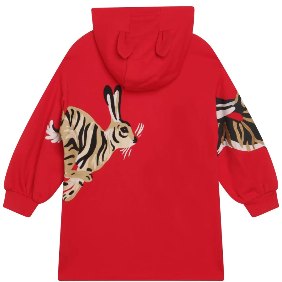 KENZO KIDS Bright Red Hooded Dress for Girls - Stylish & Comfortable Kids Fashion