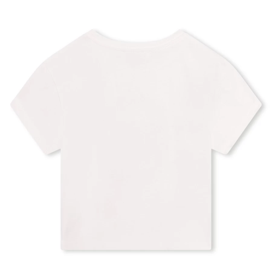 MICHAEL KORS Girls Off-White Short-Sleeved Cotton T-Shirt for Casual Wear