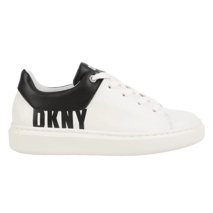 DKNY White Leather Lace-Up Trainers for Girls - Stylish Comfort Shoes
