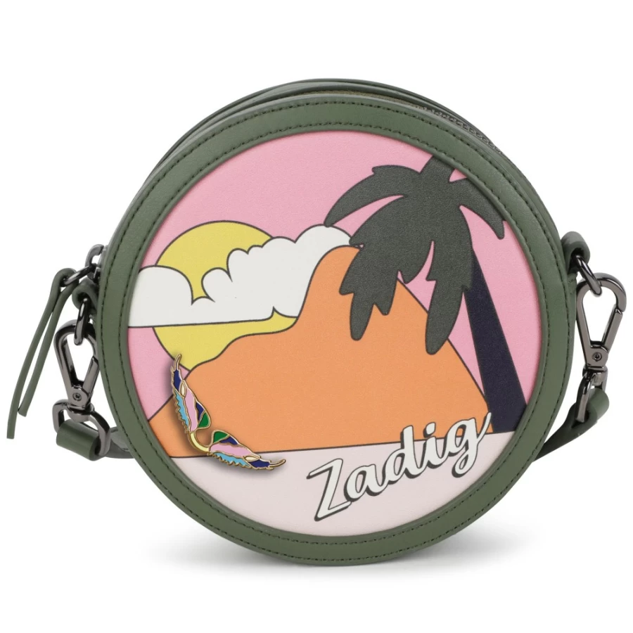 ZADIG & VOLTAIRE Khaki Round Shoulder Bag for Girls - Stylish & Trendy Crossbody Purse