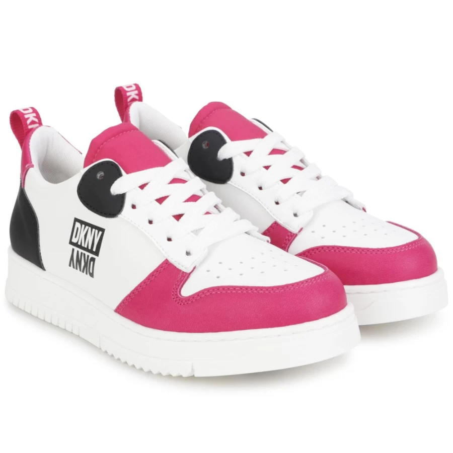 DKNY White Skater-Style Lace-Up Trainers for Girls - Fashion Sneakers