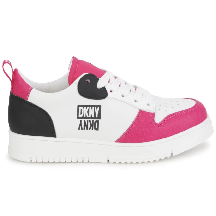 DKNY White Skater-Style Lace-Up Trainers for Girls - Fashion Sneakers