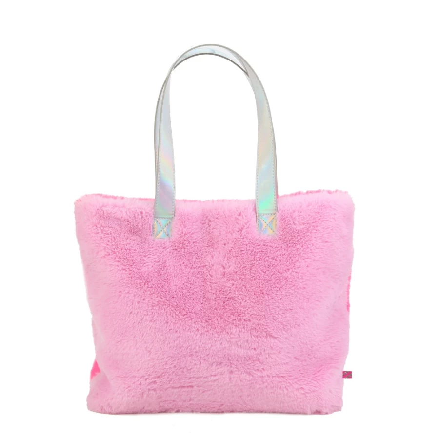 BILLIEBLUSH Pink Fleece Tote Bag for Girls - Novelty Soft & Stylish Carryall
