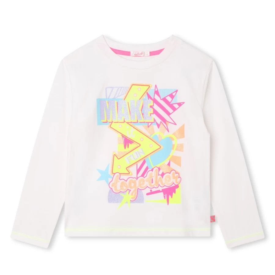 BILLIEBLUSH Girls Ivory Long-Sleeved T-Shirt for Comfort and Style
