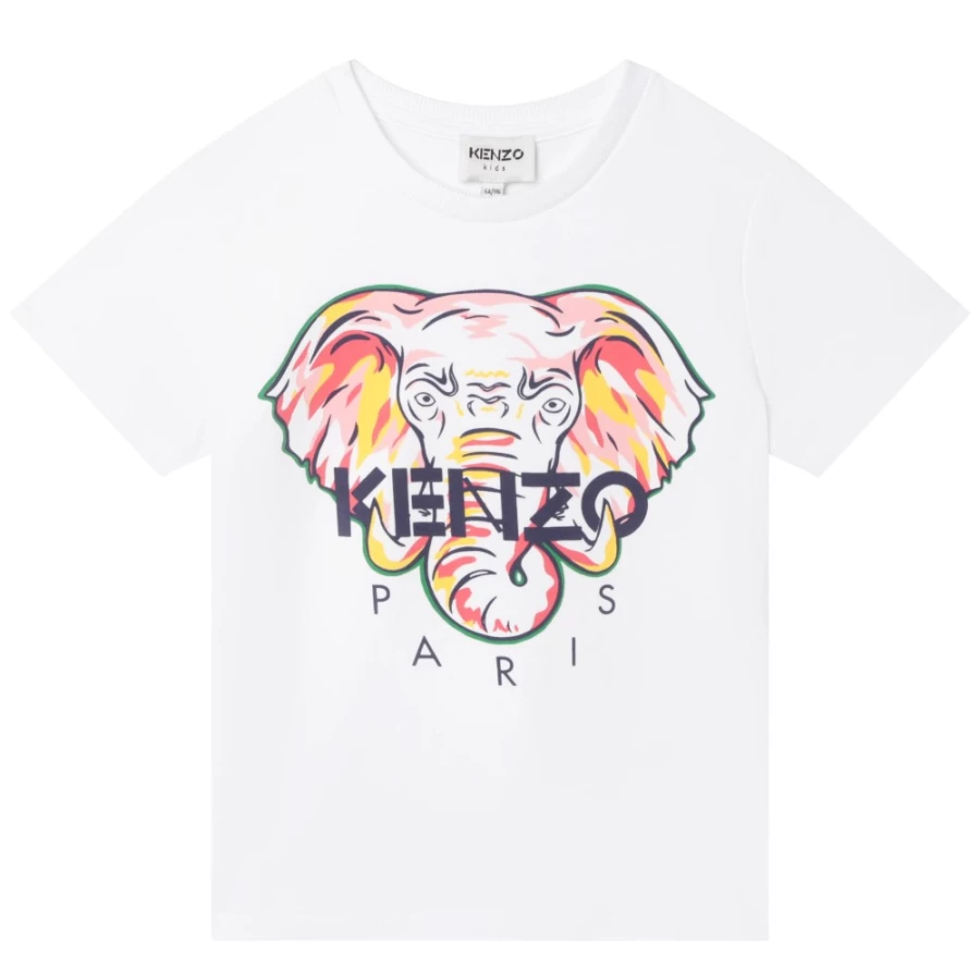 KENZO KIDS Girl's White Short Sleeve Tee-Shirt - Casual Cotton Top for Girls