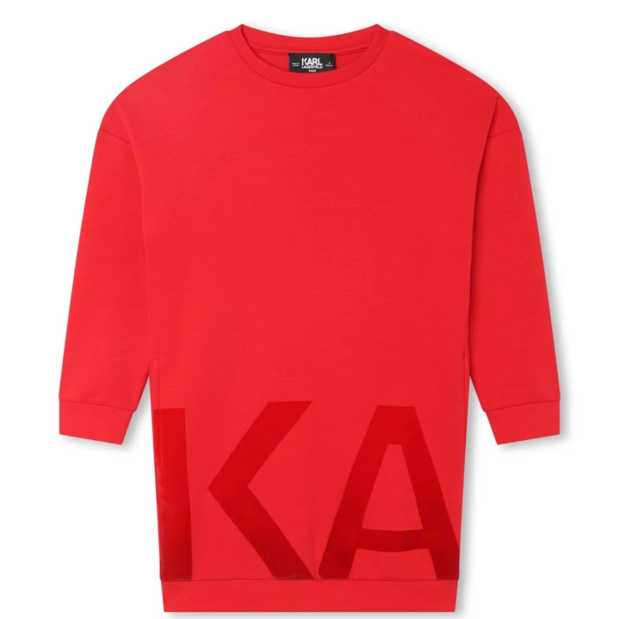 KARL LAGERFELD KIDS Girls Red Loose Fit Sweatshirt Dress Casual Comfortable