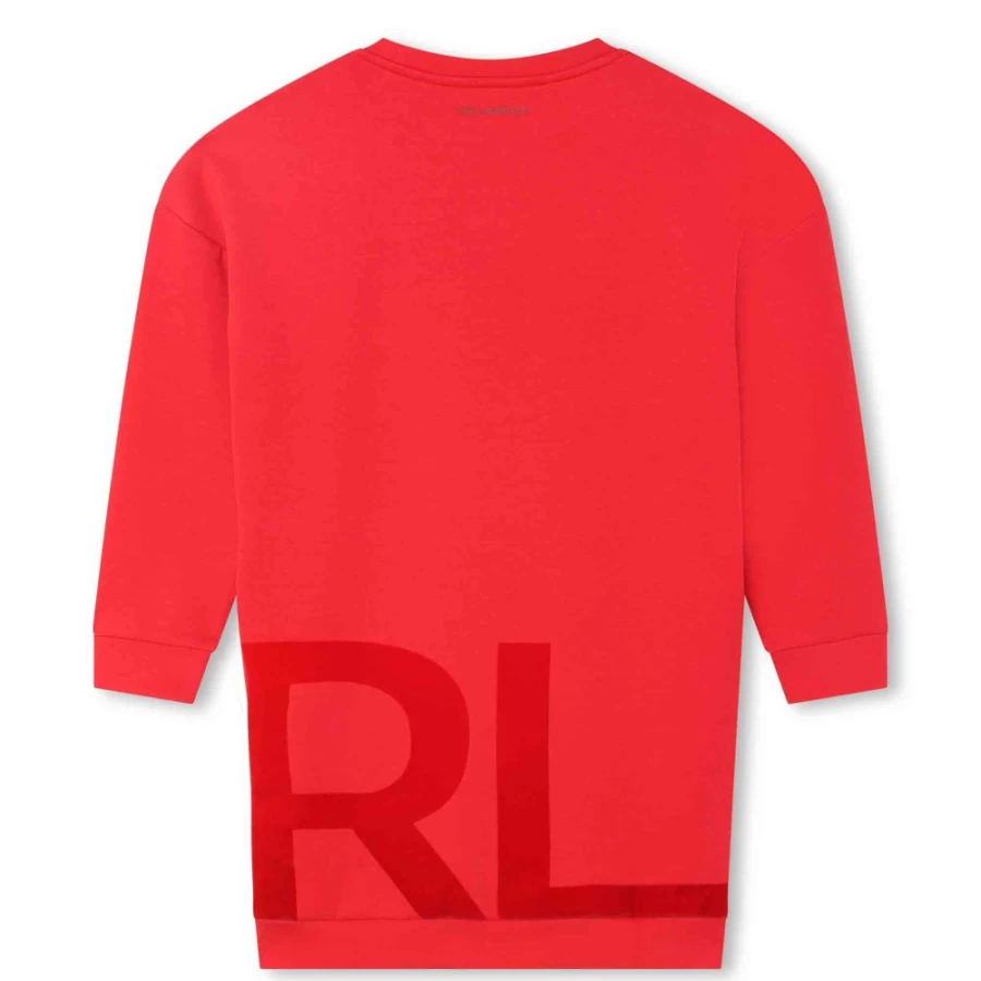 KARL LAGERFELD KIDS Girls Red Loose Fit Sweatshirt Dress Casual Comfortable