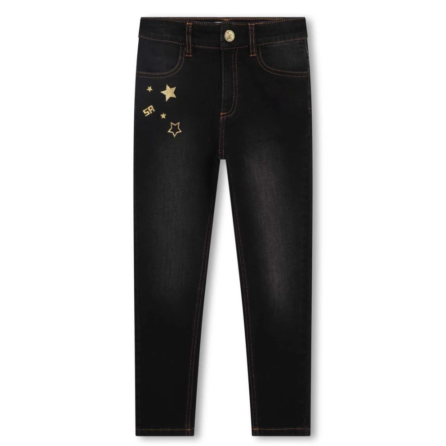 SONIA RYKIEL Girls' Denim Black Jeans for Stylish Comfort