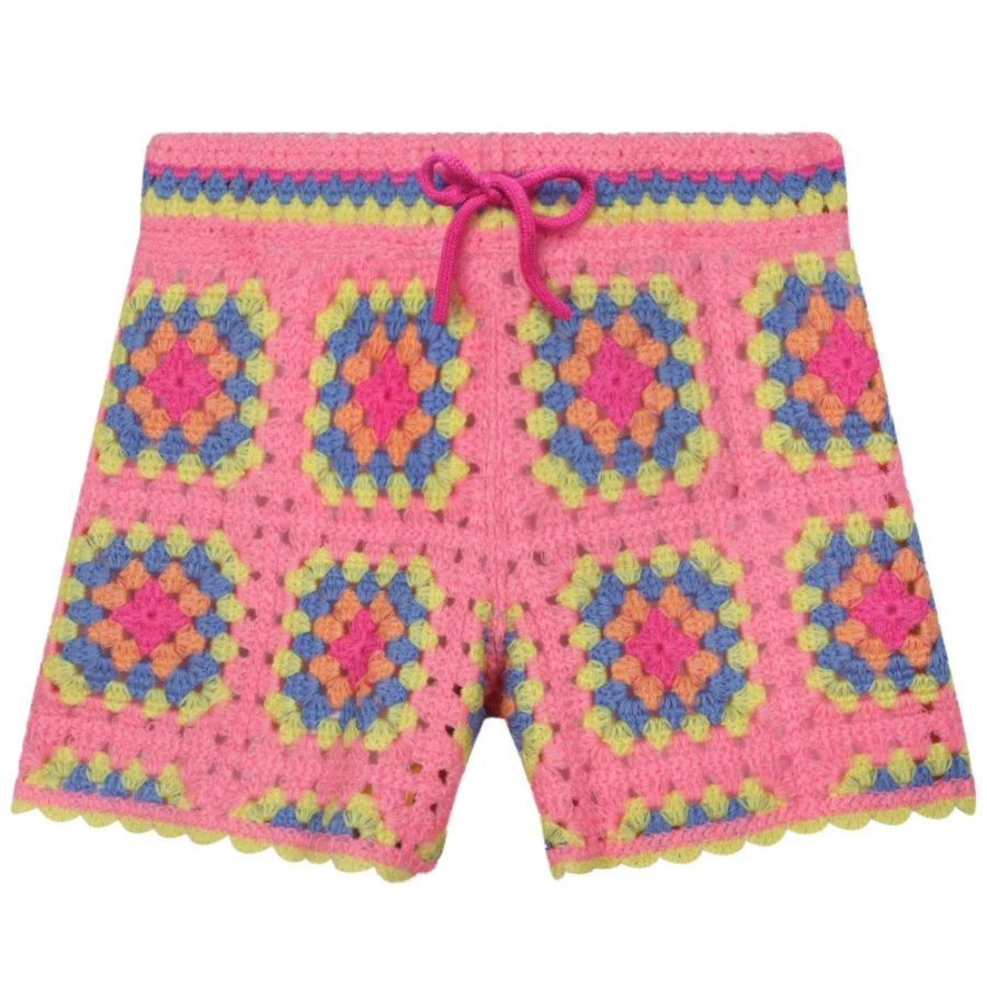 MARC JACOBS Girls' Apricot Crochet Shorts - Multicolored Boho Style
