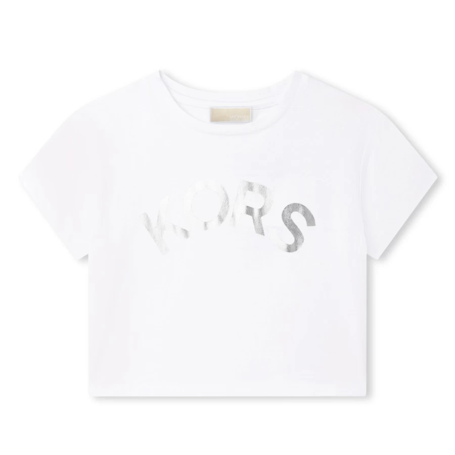 MICHAEL KORS Girls Grey White Cotton Short-Sleeve T-Shirt