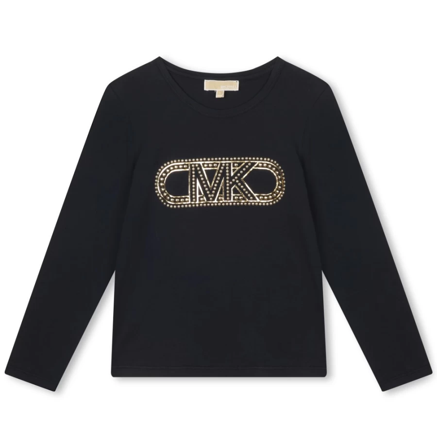 MICHAEL KORS Girls Navy Long Sleeve Cotton T-Shirt for Kids