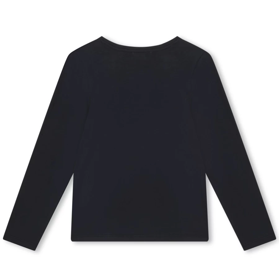MICHAEL KORS Girls Navy Long Sleeve Cotton T-Shirt for Kids