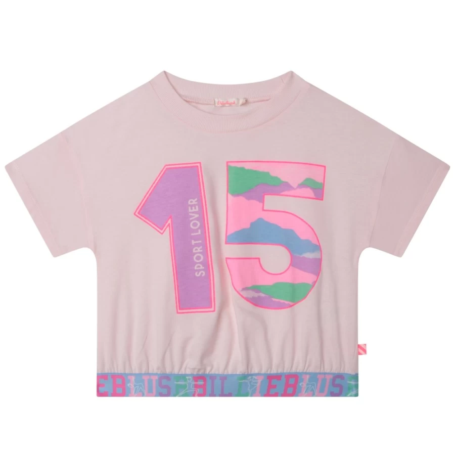 BILLIEBLUSH Girls Pink Pale Printed Sports T-Shirt - Athletic Tee for Active Kids