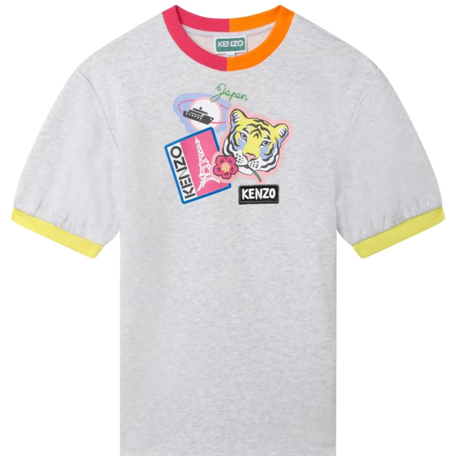 KENZO KIDS Girls' Light Gray China Dress - Elegant & Stylish